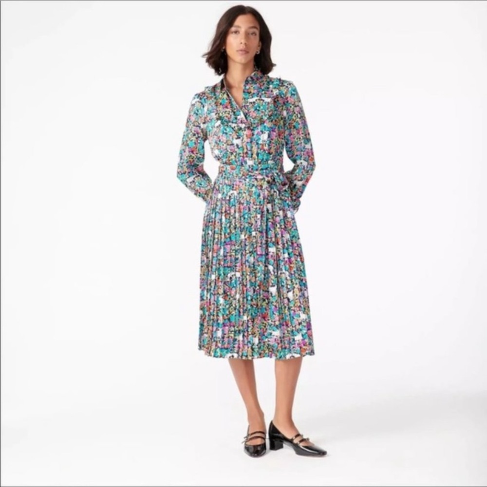 J. Crew pleated midi dress in grazing goats print
